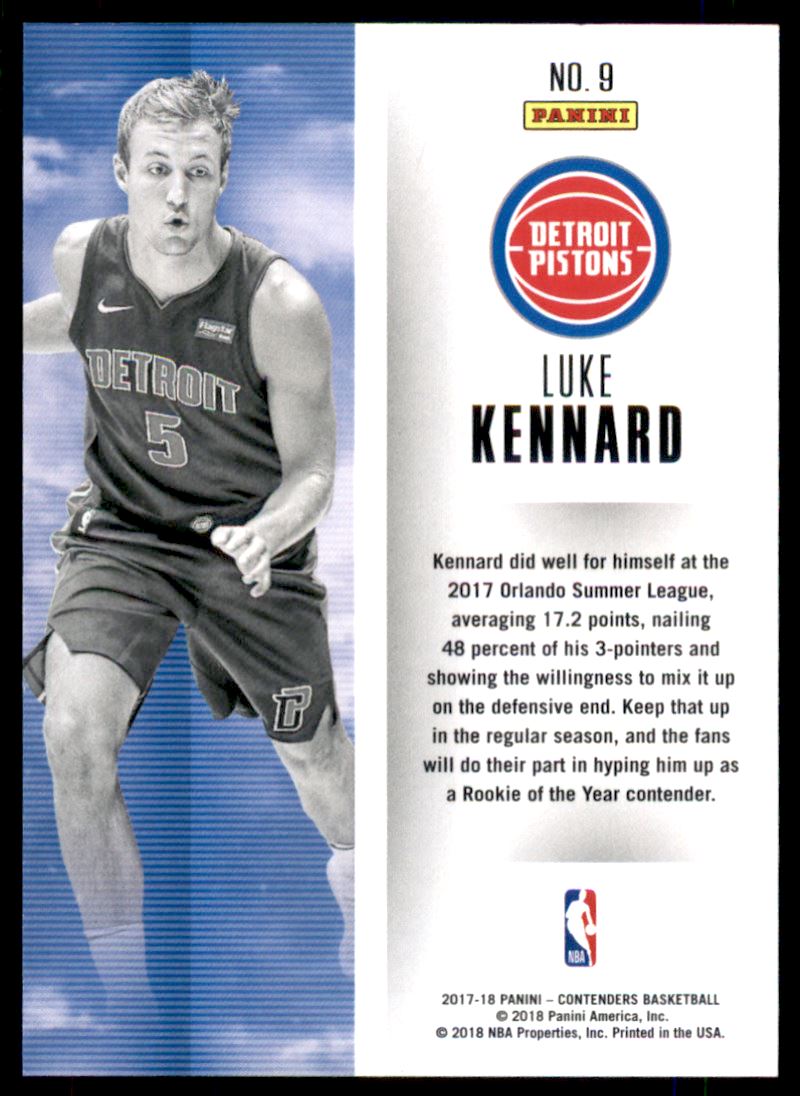 2017-18 Panini Contenders Rookie of the Year Contenders #9 Luke Kennard