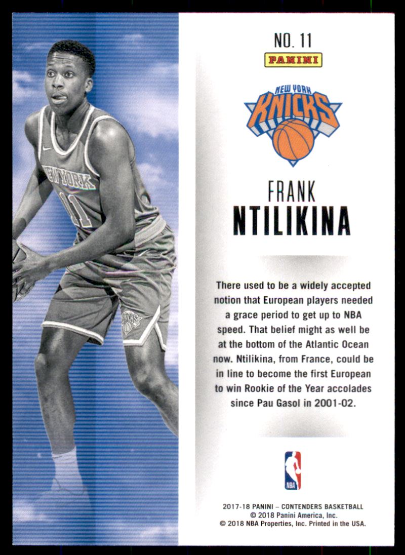 2017-18 Panini Contenders Rookie of the Year Contenders #11 Frank Ntilikina