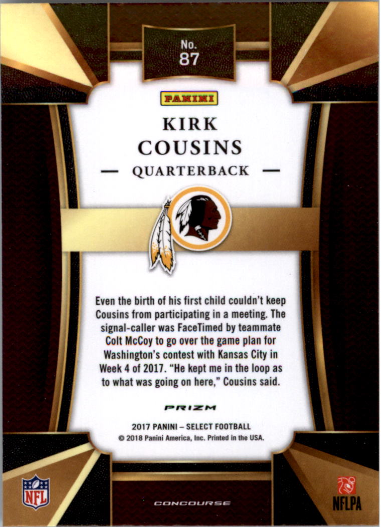 2017 Select #87 Kirk Cousins back image
