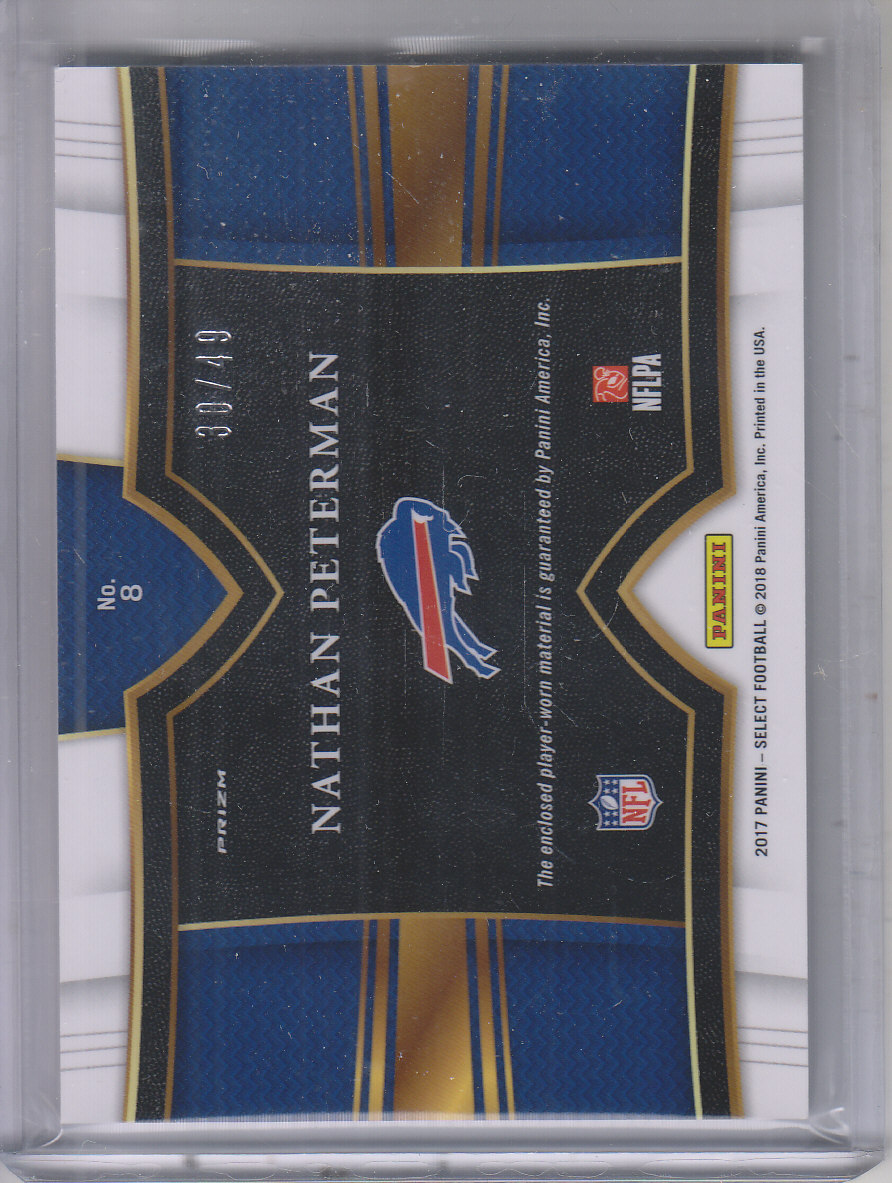 2017 Select Swatches Prizm Copper #8 Nathan Peterman/49 back image