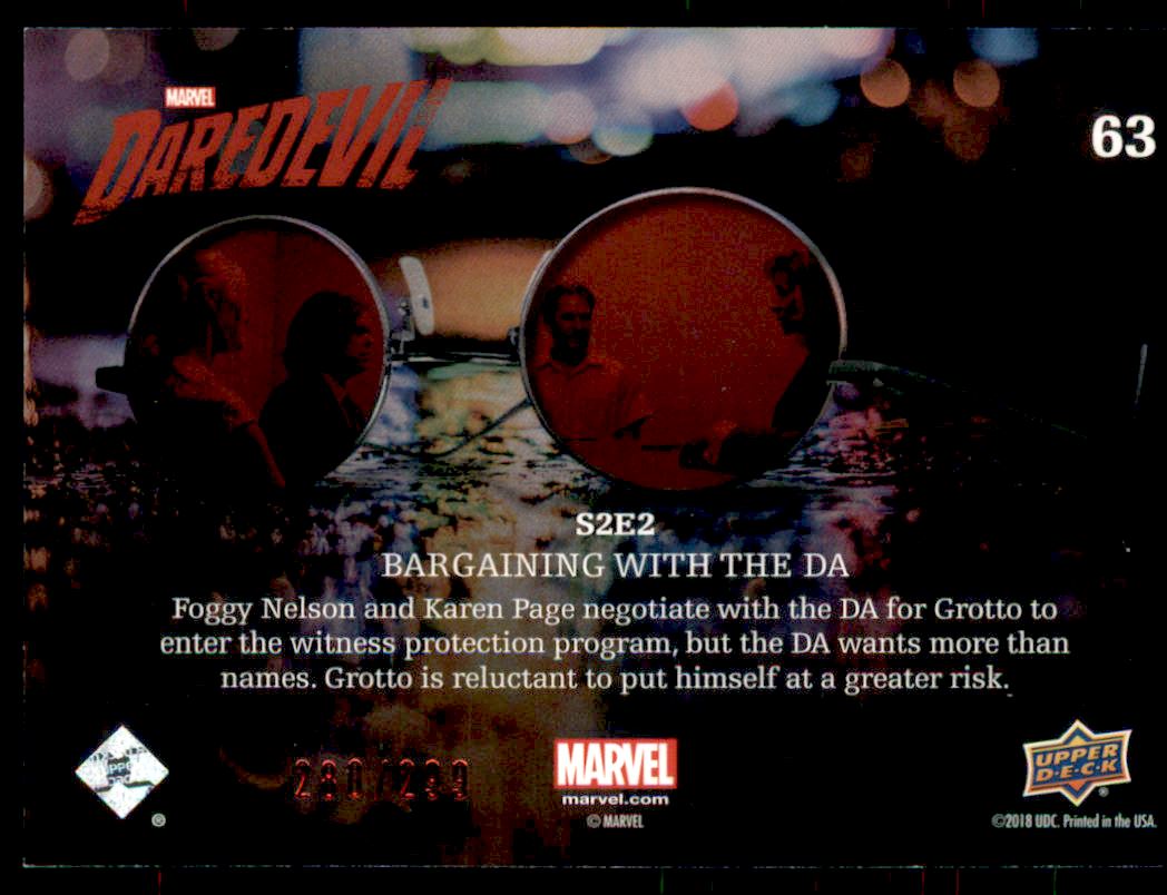 2018 Upper Deck Daredevil Seasons 1 and 2 Daredevil Red #63 Bargaining with the DA back image