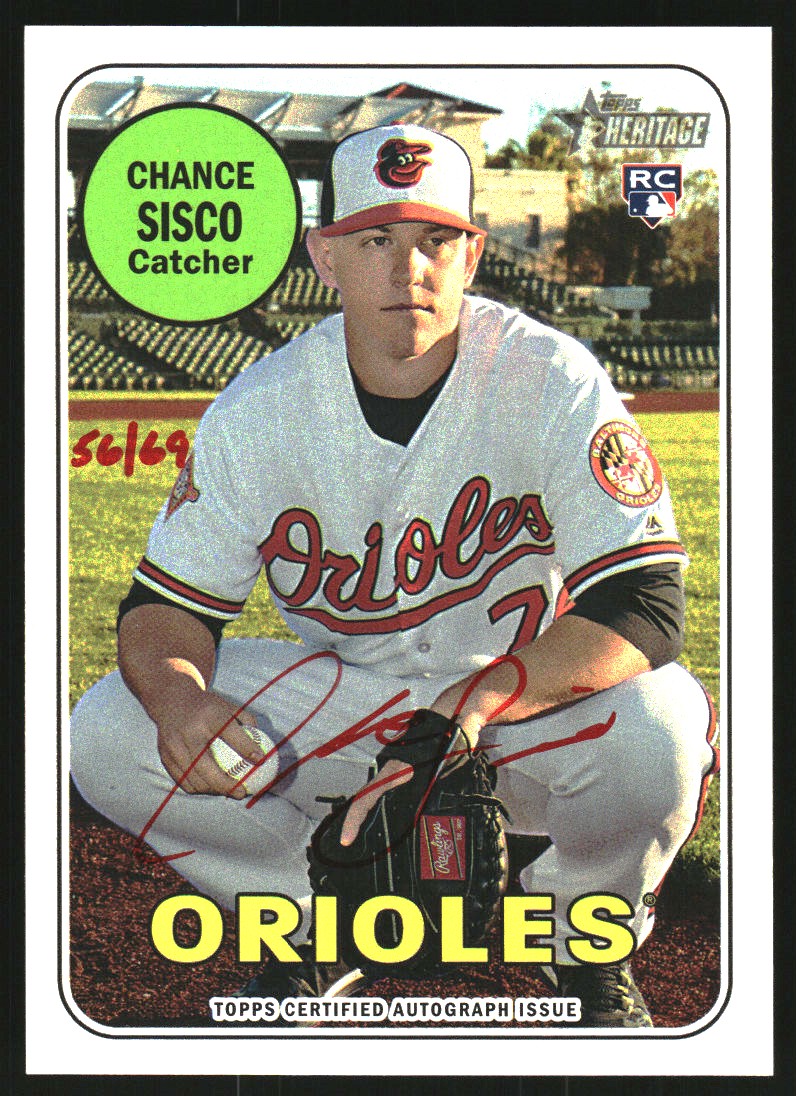 2018 Topps Heritage Real One Autographs Red Ink #ROACSI Chance Sisco/69