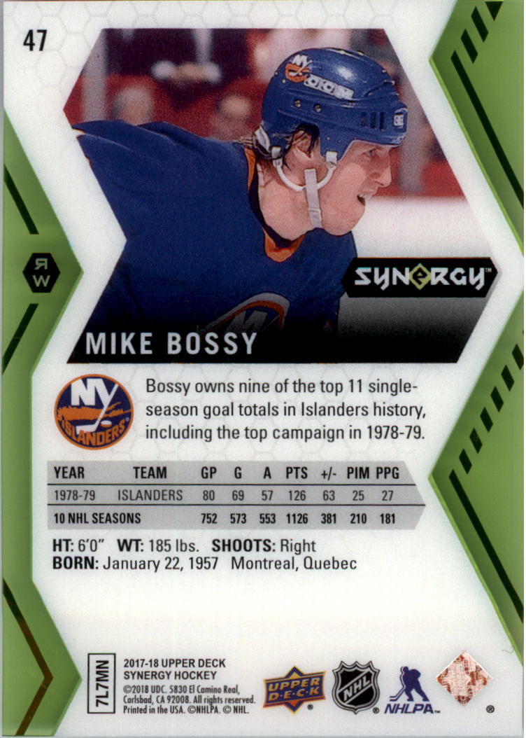 2017-18 Synergy Green #47 Mike Bossy back image