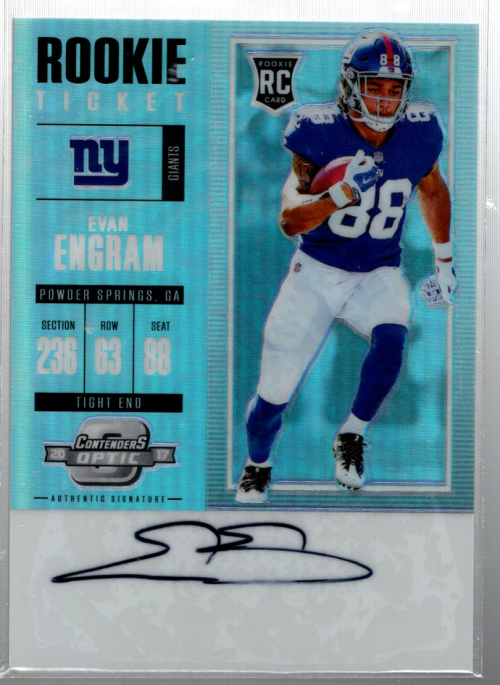 B3915- 2017 Panini Contenders Optic #124 Evan Engram RC Auto 