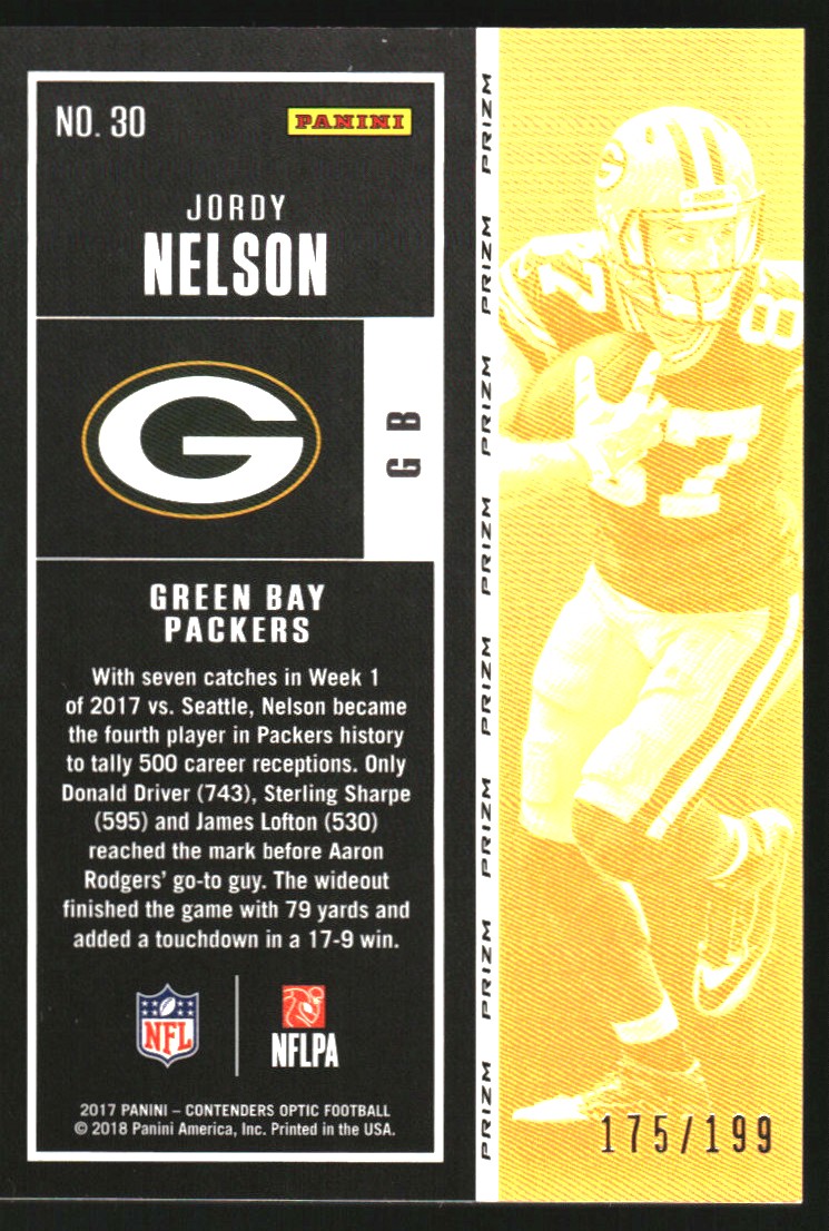 2017 Panini Contenders Optic Red #30 Jordy Nelson