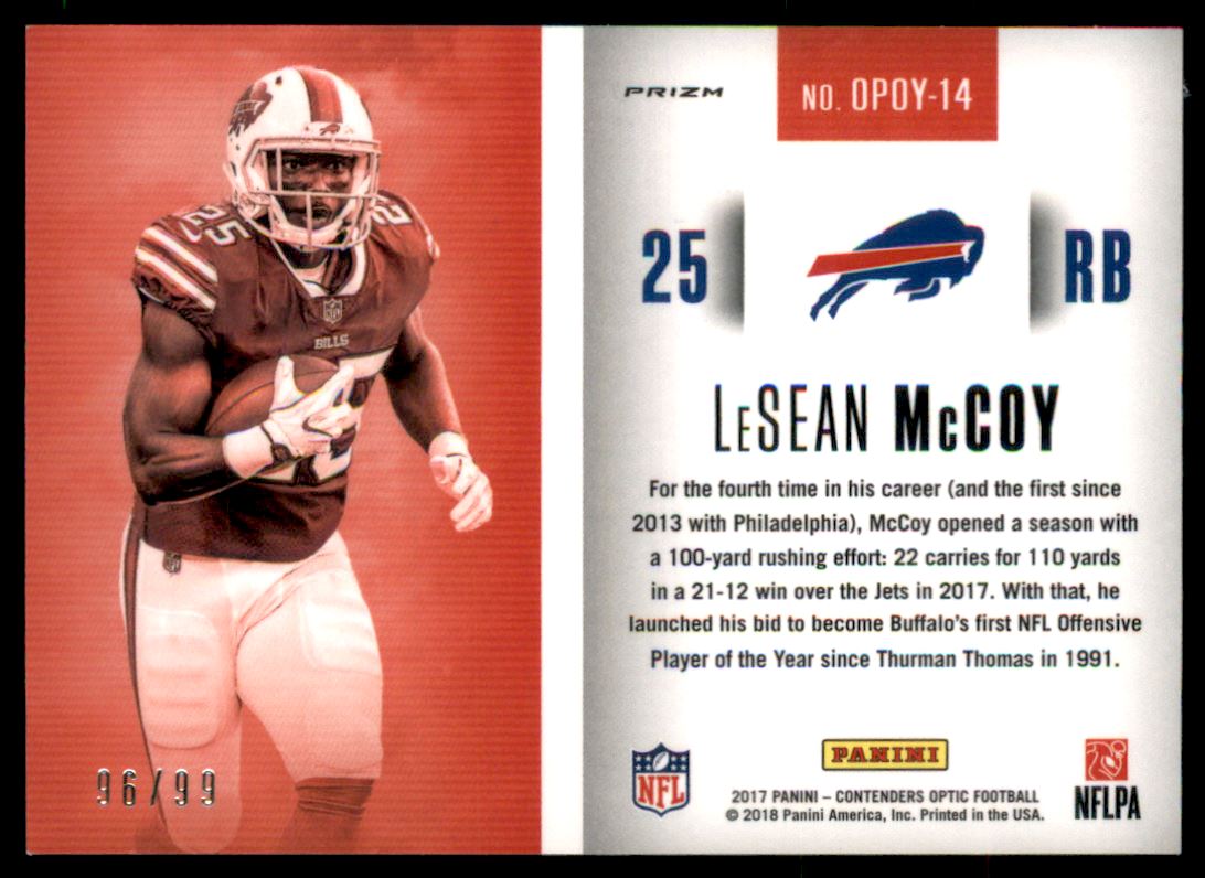 2017 Panini Contenders Optic Offensive Player of the Year Contenders #14 LeSean McCoy back image