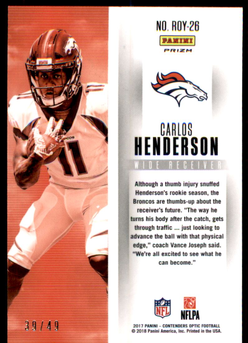 2017 Panini Contenders Optic Rookie of the Year Contenders Red #26 Carlos Henderson