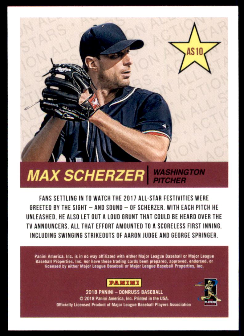 2018 Donruss All Stars #10 Max Scherzer back image