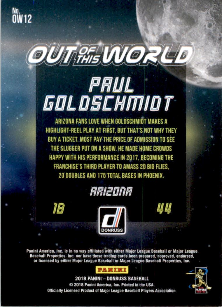2018 Donruss Out of this World Red #OW12 Paul Goldschmidt back image