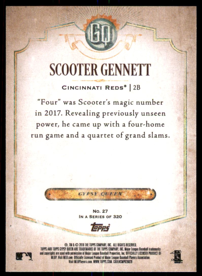 2018 Topps Gypsy Queen #27 Scooter Gennett back image