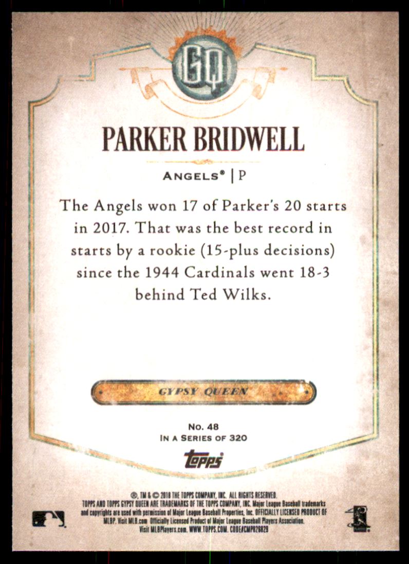 2018 Topps Gypsy Queen #48 Parker Bridwell RC back image