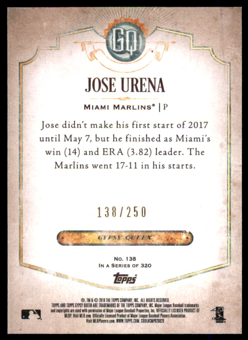 2018 Topps Gypsy Queen Indigo #138 Jose Urena
