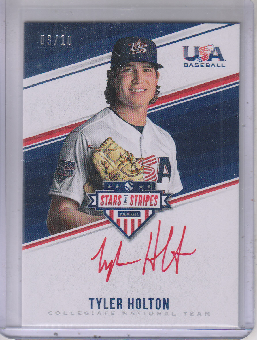 2018 USA Baseball Stars and Stripes College Signatures Red Ink #TH Tyler Holton