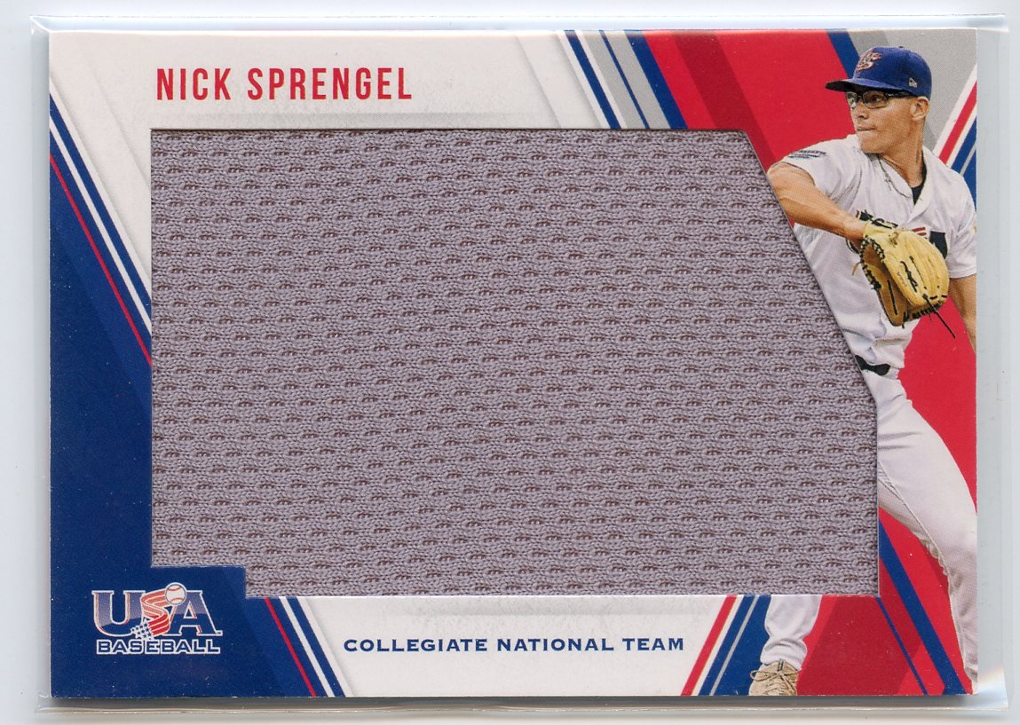 2018 USA Baseball Stars and Stripes Jumbo Materials #16 Nick Sprengel/299