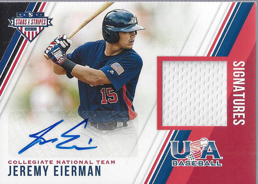 2018 USA Baseball Stars and Stripes Material Signatures #10 Jeremy Eierman/299