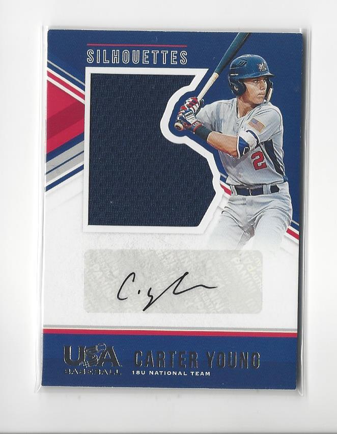2018 USA Baseball Stars and Stripes Silhouettes Signature Jerseys #31 Carter Young/199