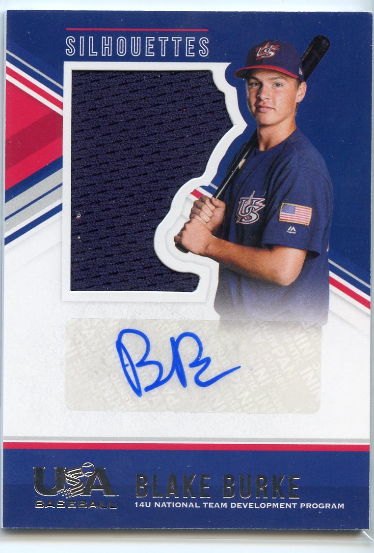 2018 USA Baseball Stars and Stripes Silhouettes Signature Jerseys #107 Blake Burke/199