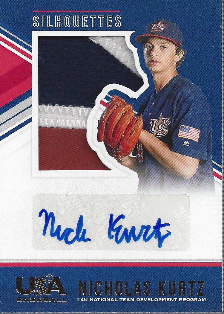 2018 USA Baseball Stars and Stripes Silhouettes Signature Jerseys Prime #131 Nicholas Kurtz/20