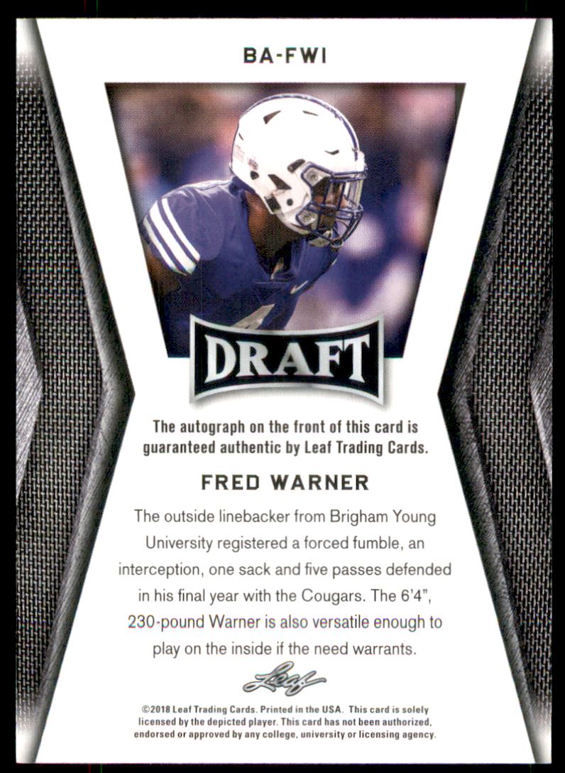 Fred Warner Memorabilia, Autographed Fred Warner Collectibles