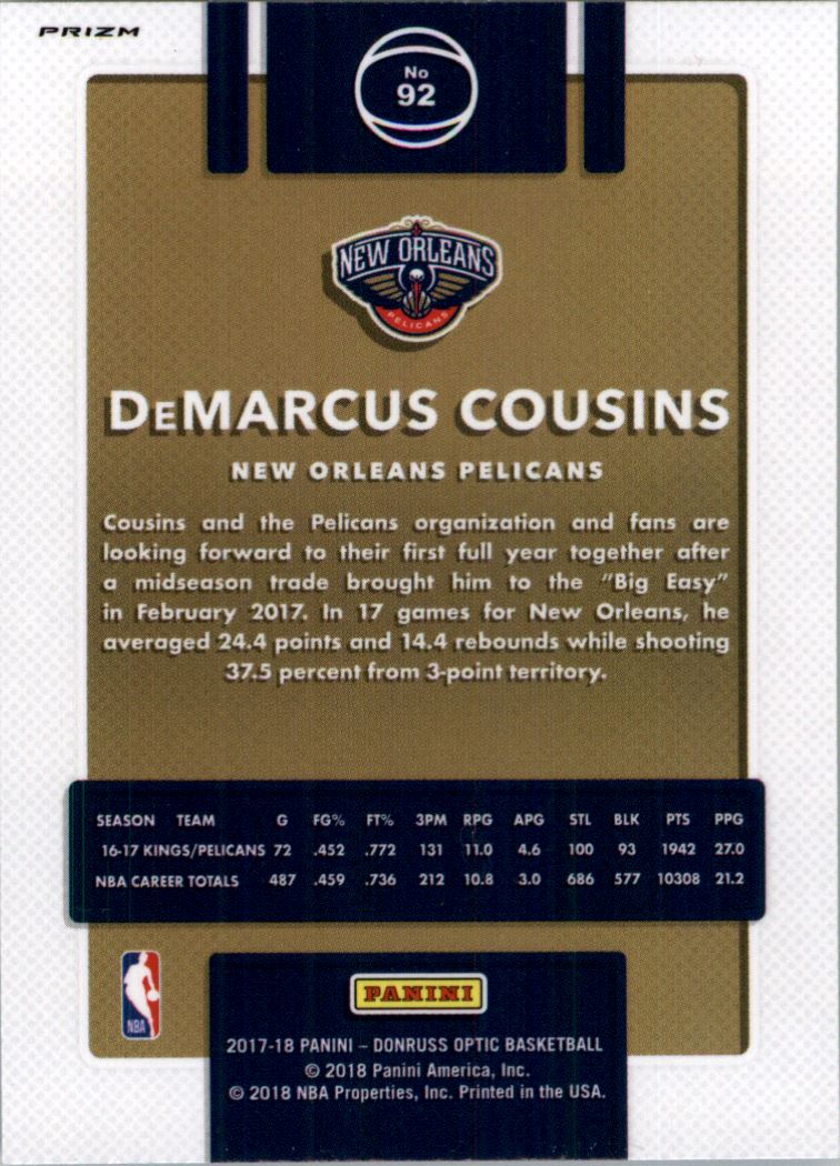 2017-18 Donruss Optic Blue Velocity #92 DeMarcus Cousins