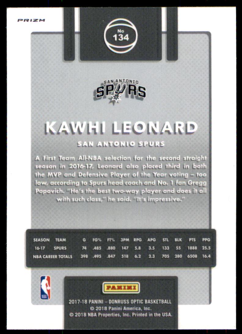 2017-18 Donruss Optic Fast Break Holo #134 Kawhi Leonard