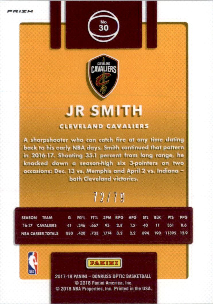 2017-18 Donruss Optic Pink Velocity #30 JR Smith