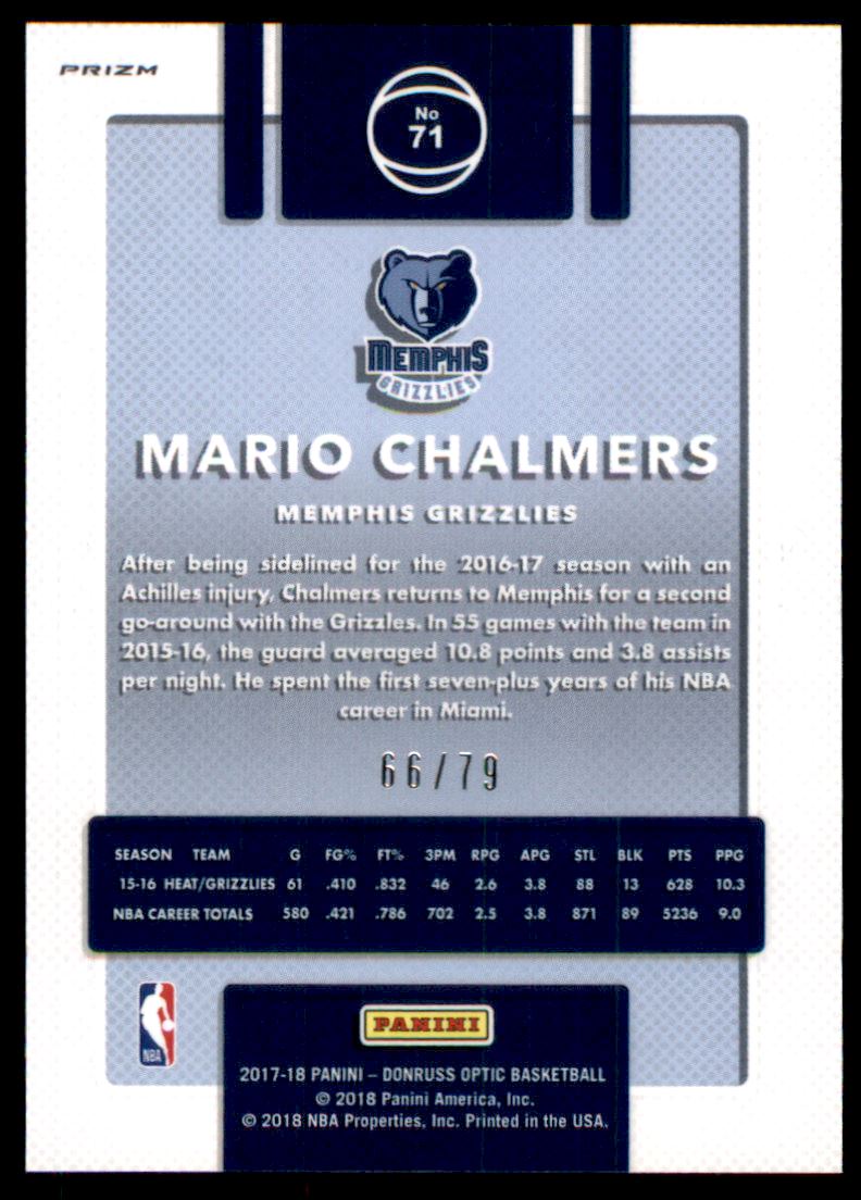 2017-18 Donruss Optic Pink Velocity #71 Mario Chalmers
