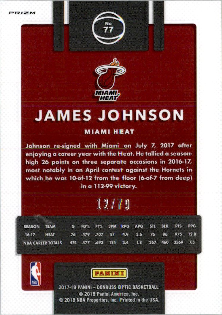 2017-18 Donruss Optic Pink Velocity #77 James Johnson