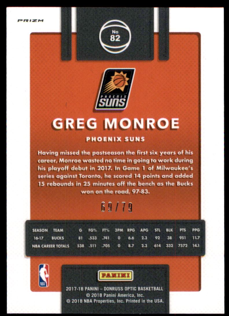 2017-18 Donruss Optic Pink Velocity #82 Greg Monroe