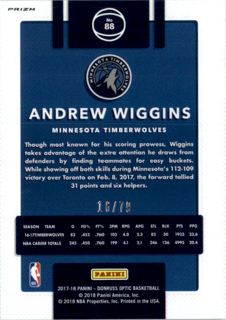 2017-18 Donruss Optic Pink Velocity #88 Andrew Wiggins