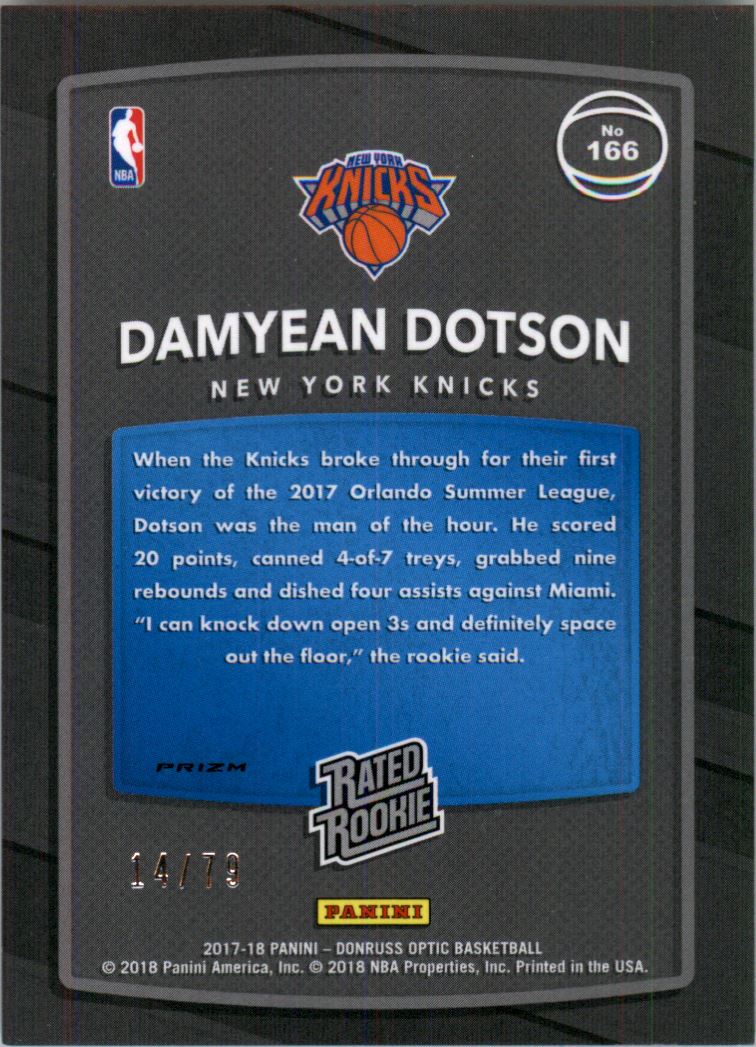 2017-18 Donruss Optic Pink Velocity #166 Damyean Dotson RR