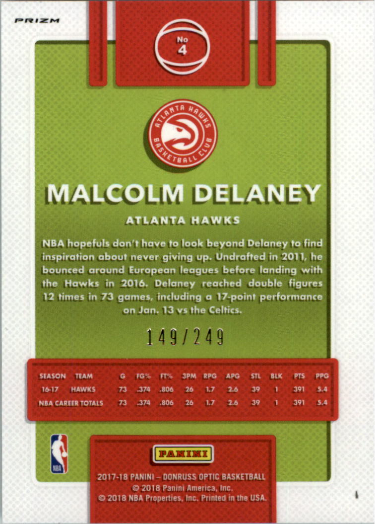 2017-18 Donruss Optic Premium #4 Malcolm Delaney back image