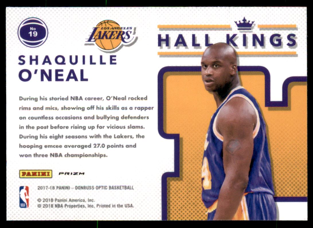 2017-18 Donruss Optic Hall Kings Purple #19 Shaquille O'Neal back image