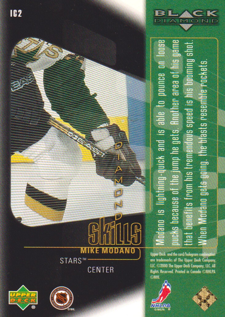 2000-01 Black Diamond Diamond Skills #IC2 Mike Modano back image
