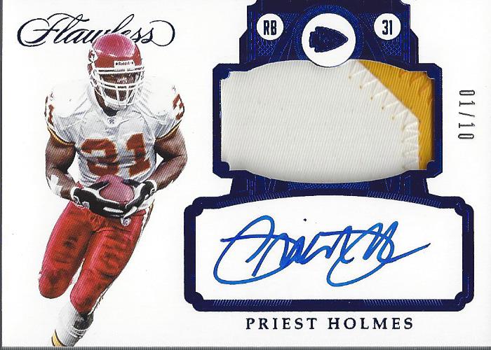 Priest Holmes player worn jersey patch football card (Kansas City