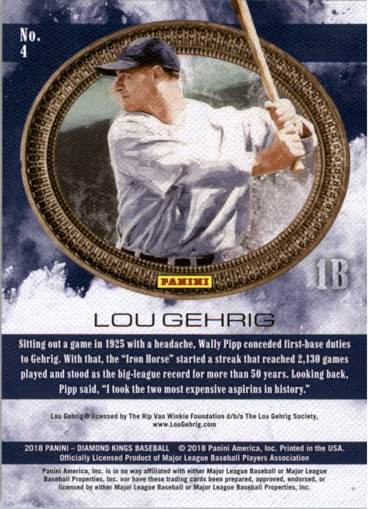 2018 Diamond Kings #4 Lou Gehrig back image