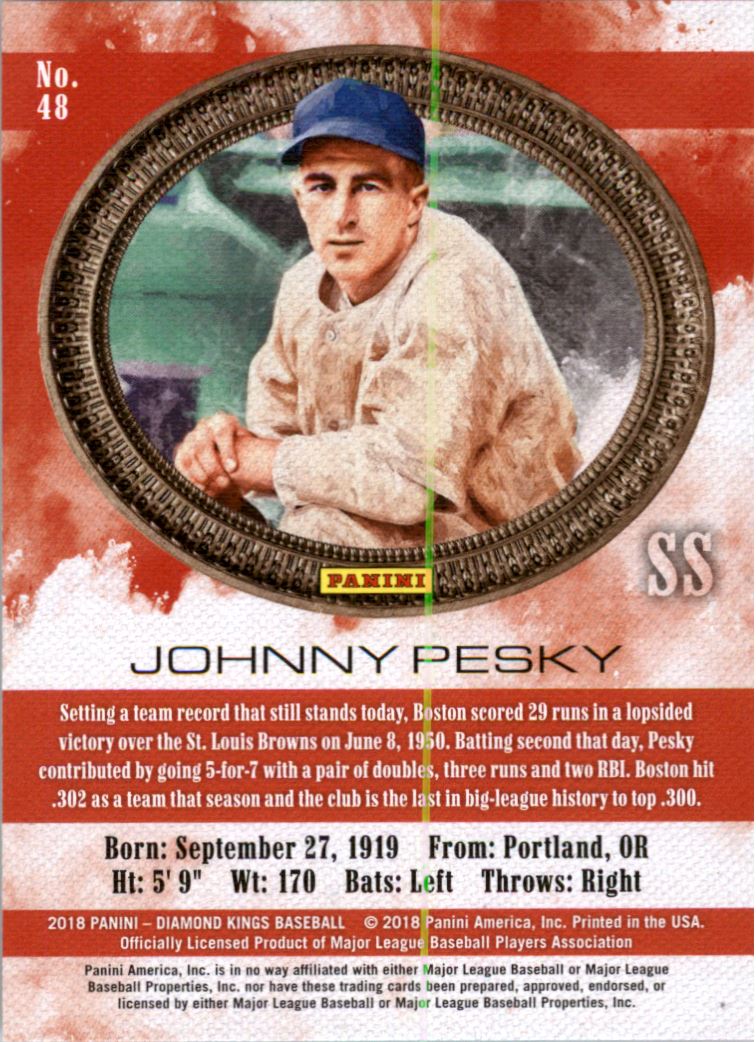 2018 Diamond Kings #48 Johnny Pesky back image