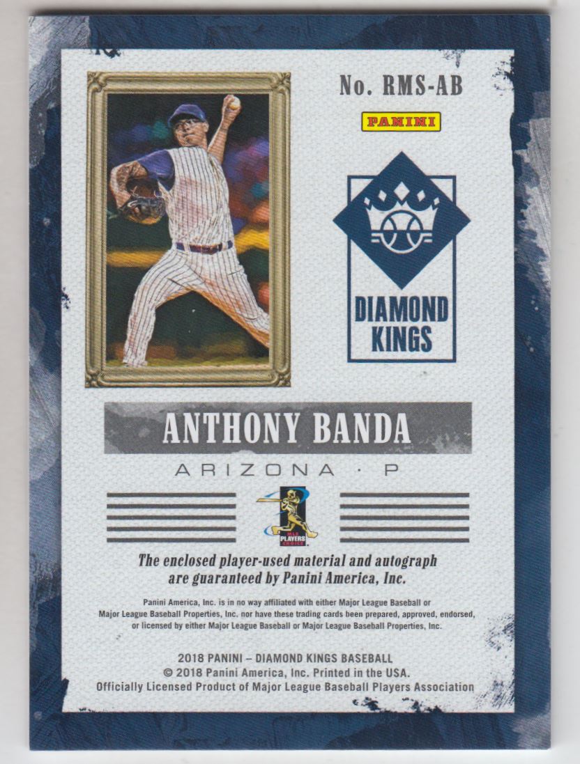 2018 Diamond Kings DK Rookie Materials Signatures #1 Anthony Banda/299 back image