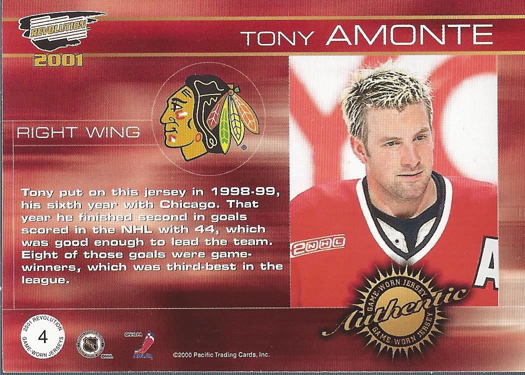 2000-01 Revolution Game-Worn Jerseys #4 Tony Amonte back image