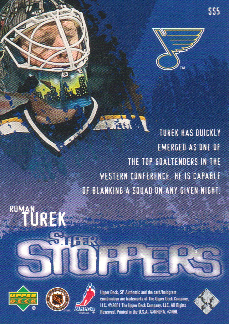 2000-01 SP Authentic Super Stoppers #SS5 Roman Turek back image