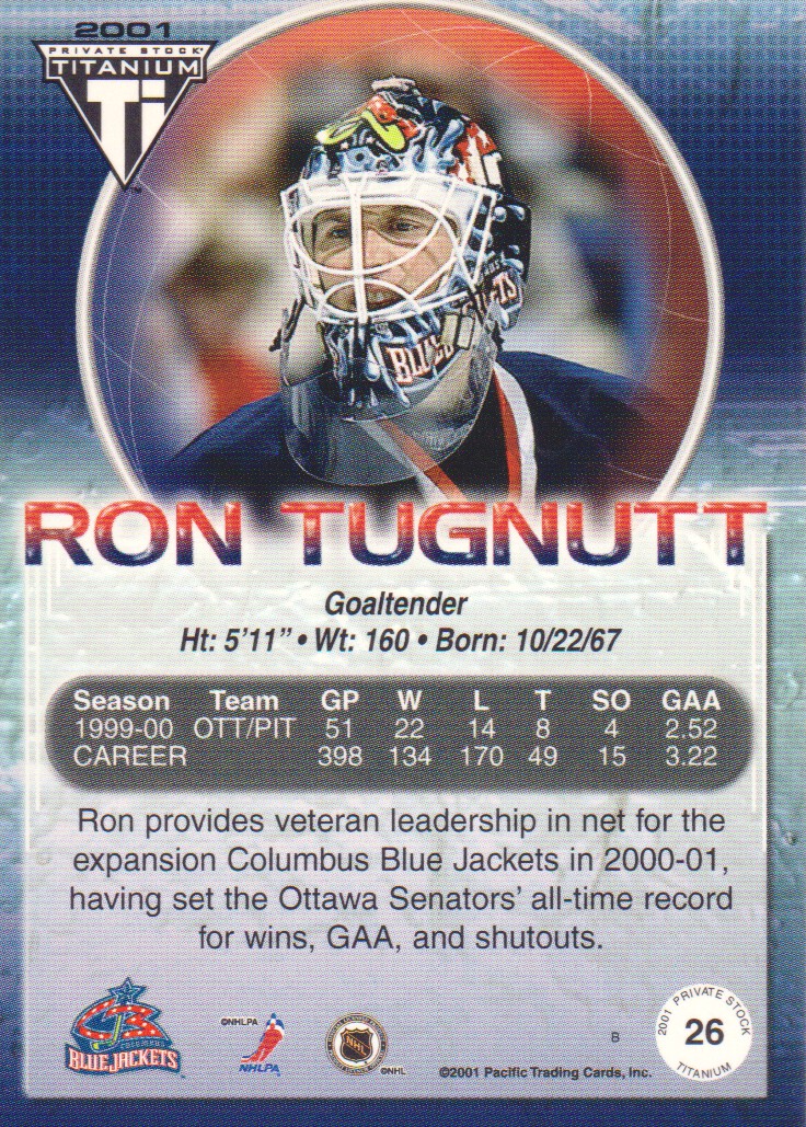 2000-01 Titanium #26 Ron Tugnutt back image