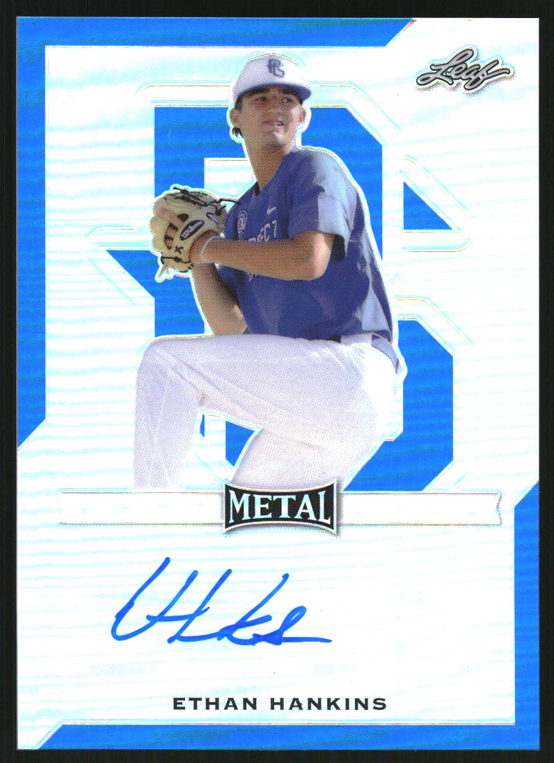 2017 Leaf Metal Perfect Game All-American Autographs Blue Prismatic #BAEH1 Ethan Hankins
