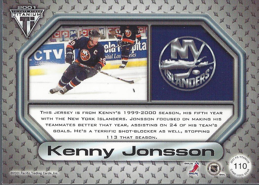 2000-01 Titanium Game Gear #110 Kenny Jonsson back image