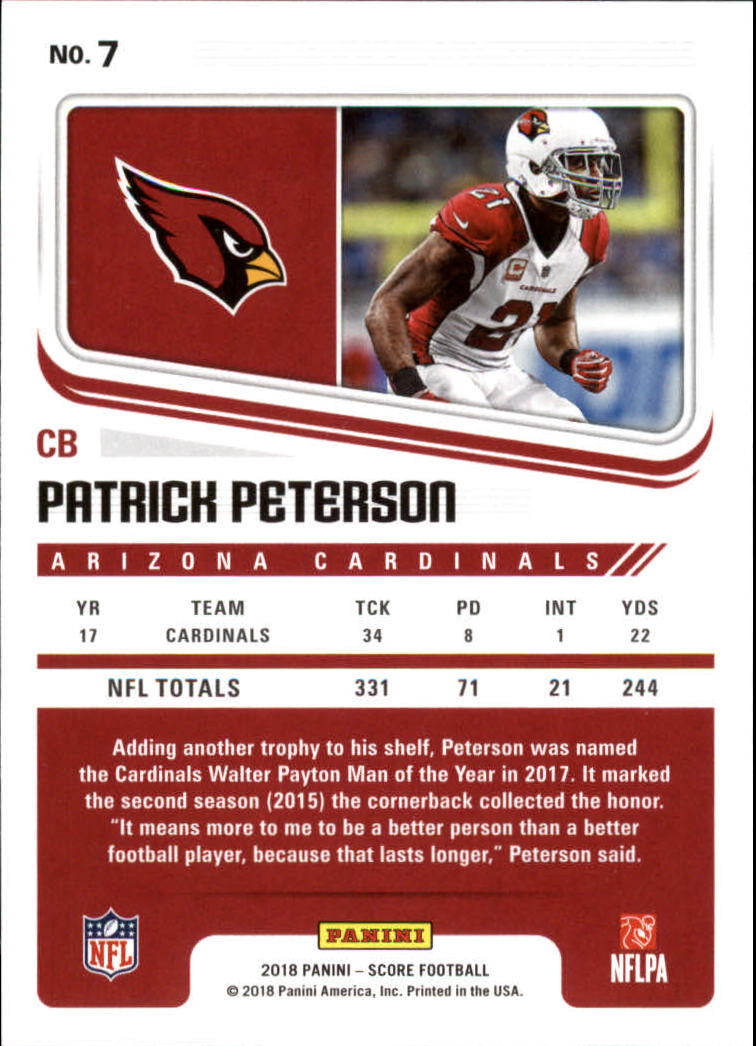 2018 Score #7 Patrick Peterson back image