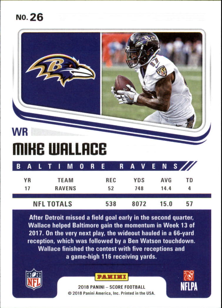 2018 Score #26 Mike Wallace back image