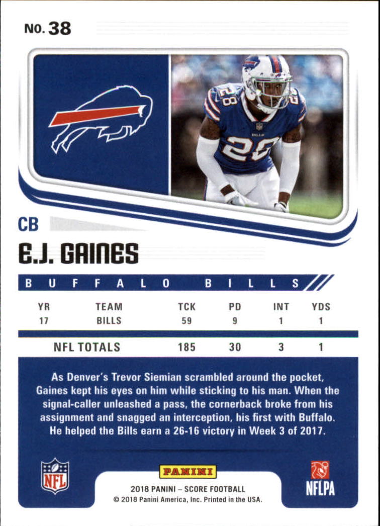 2018 Score #38 E.J. Gaines back image