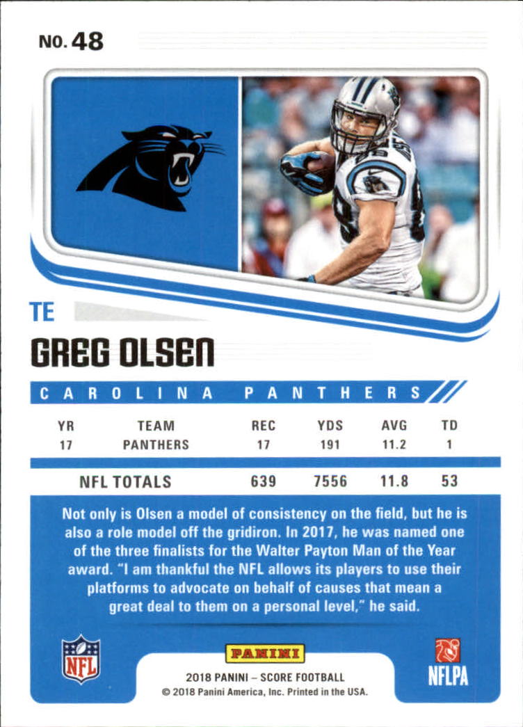 2018 Score #48 Greg Olsen back image