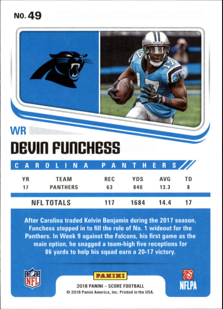 2018 Score #49 Devin Funchess back image