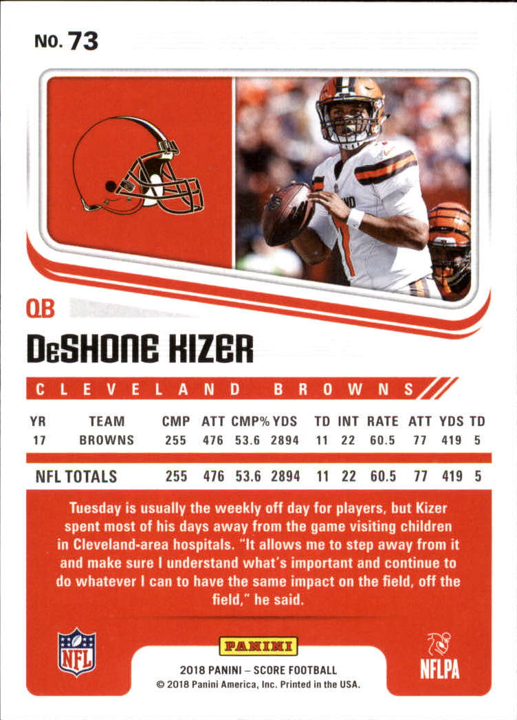 2018 Score #73 DeShone Kizer back image