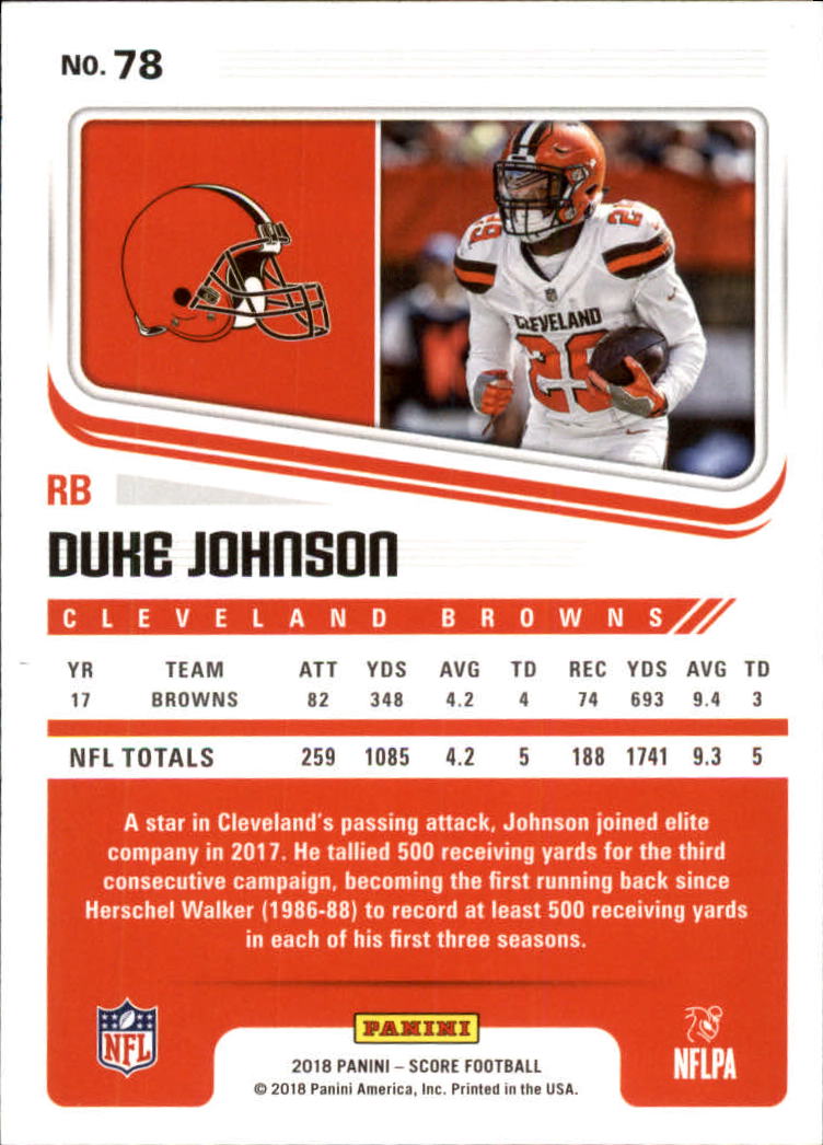 2018 Score #78 Duke Johnson back image